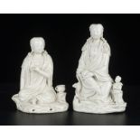 2 sculptures de Guanyin en porcelaine ...