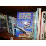 A quantity of hardback books relating to aviation including Hunter, De Haviland etc., some signed by