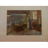 English School.  A watercolour - Victorian kitchen scene, framed and glazed