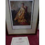 Terence Cuneo.  Two signed limited edition coloured prints - Queen Elizabeth II, one with