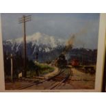 Terence Cuneo.  A coloured print entitled Steam In The Rockies, signed in pencil to the mount,