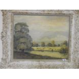 H.A Bailey.  Oils on board - River landscape with cattle, framed