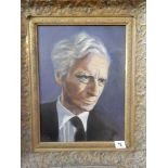 Rex Giles.  An oil - Portrait of Bertram Russell, framed - 14 1/2in. x 11 1/4in.