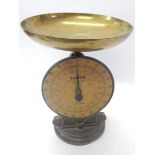 A set of Salter scales and a brass weight