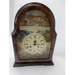 A reproduction Wildlife clock in a burr walnut finished case