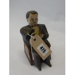 A cast iron Tamenney Mechanical Bank money box depicting William M Boss Tweed - 6 1/2in. high