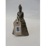 A silver covered model of a seated buddha - 6in. high