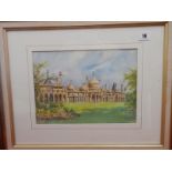 Barry Peckham.  Initialled B.P.  A watercolour - Brighton Pavilion, framed and glazed - 8 3/4in. x