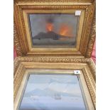 Two late 19th Century Neapolitan School watercolours dated 1861 - Mount Vesuvius, framed and