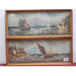 R.T Wilding. A pair of signed watercolours - Coastal scenes, framed