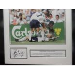 A coloured photograph of Paul Gascoigne entitled 'The Dentist Chair', signed to the mount, framed