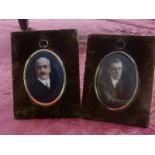 Two printed photographic miniatures - Head and shoulders of gentlemen, on velvet mounts