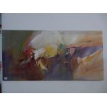 Wilkinson. A signed oils on canvas - Abstract, unframed - 24in. x 47in.