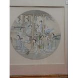 A set of six Chinese pictures on silk in roundels depicting birds, animals etc.., framed and glazed