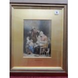 Sir David Wilkie. A signed watercolour depicting a mother, father and three young children, a dog to