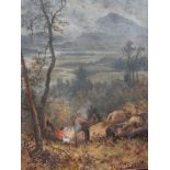 John Langstaffe. A signed oil on canvas - Wild Gipsy Encampment', framed