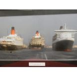 A coloured photograph depicting The Three Queens in Southampton - Queen Elizabeth II, Queen Mary