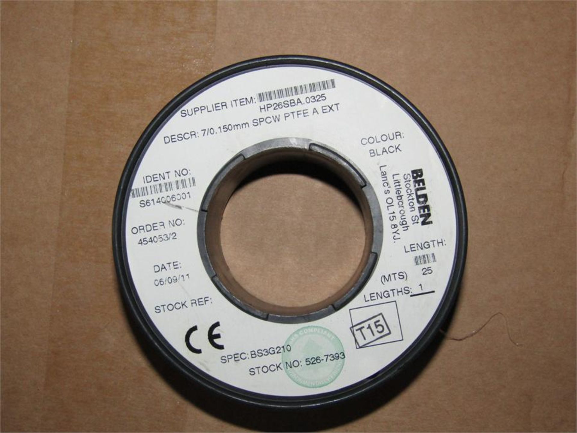 10 reels Single Core Harsh Environment Wire 25m,