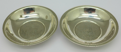 Two silver commemorative dishes, Cooper Brothers, one marked Designed by Peter Lumby,