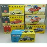 Four vanguards 1:43 scale die-cast classic model vehicles, boxed,