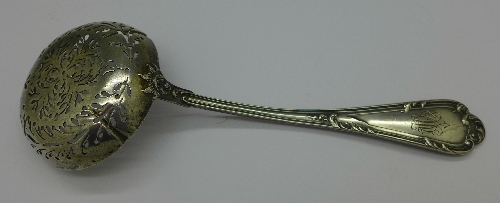 A continental pierced silver sugar spoon, marked . - Image 2 of 2