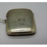 A silver vesta case, Birmingham 1904, with inscription,