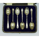 A cased set of six silver teaspoons,