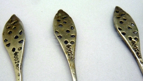 Six continental white metal spoons, - Image 4 of 4