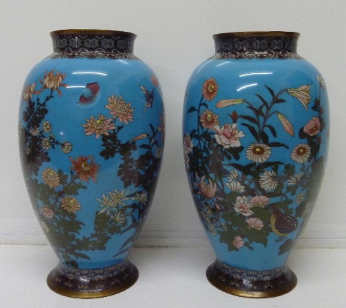 A pair of cloisonne vases, height 28cm, - Image 2 of 3