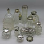 A collection of jars and bottles,