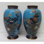 A pair of cloisonne vases, height 28cm,