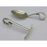 A silver baby's spoon and pusher, a/f,