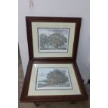 Two engravings, landscapes,