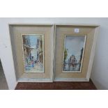 A pair of French street scenes, oil on board,