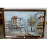 A Paris street landscape, oil on canvas,