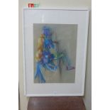 Spanish School, abstract portrait of a lady, pastel,