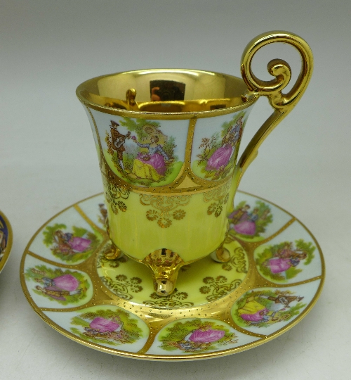 Two cabinet cups and saucers comprising Royal Crown Derby 2451 pattern and Karlshader - Image 3 of 3