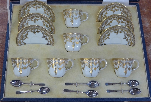 A cased set of Royal Crown Derby six cups and saucers made for Hardy Bros. Ltd.