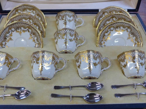 A cased set of Royal Crown Derby six cups and saucers made for Hardy Bros. Ltd. - Image 2 of 3