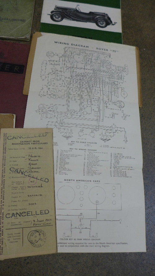 Motoring handbooks and ephemera including Morris 8, Studebaker, Rover 75, log book, - Image 3 of 3