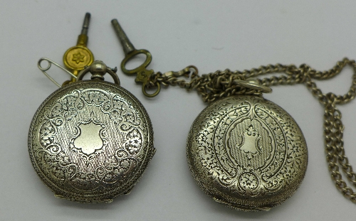 Two silver fob watches - Image 2 of 3