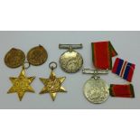 Four WWII medals including Africa Service Medal to 607375 E.