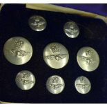 A set of RAF blazer buttons and a silver RAF brooch
