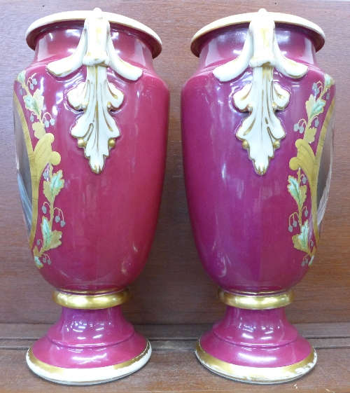 A pair of Viennese vases, with transfer print portraits, - Image 5 of 5