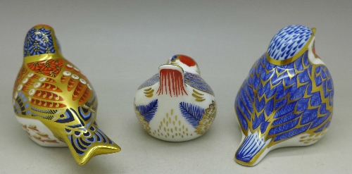 Three Royal Crown Derby paperweights; Linnet, - Image 2 of 2
