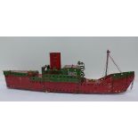 A built Meccano ship,