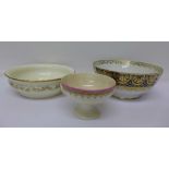 A Chamberlains slop bowl and two Worcester bowls,