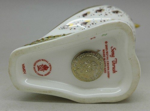 A Royal Crown Derby paperweight, Song Thrush, - Image 3 of 3