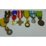 A trio of French medals; Valeur et Discipline, Extreme Orient and Indochina,