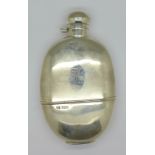 A silver hip flask by Walker & Hall, with inscription dated 1939, 268g,